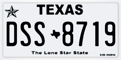TX license plate DSS8719