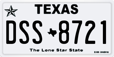 TX license plate DSS8721