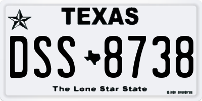 TX license plate DSS8738