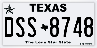 TX license plate DSS8748