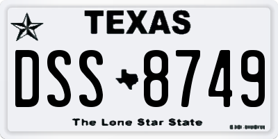 TX license plate DSS8749