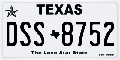 TX license plate DSS8752