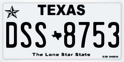 TX license plate DSS8753