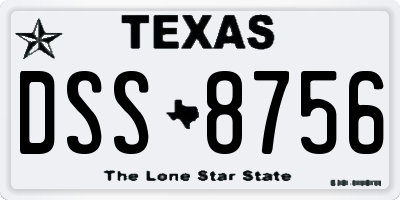 TX license plate DSS8756