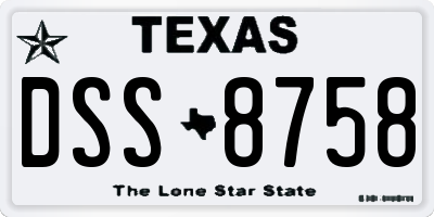TX license plate DSS8758