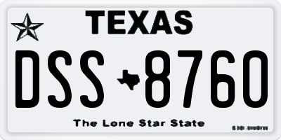 TX license plate DSS8760