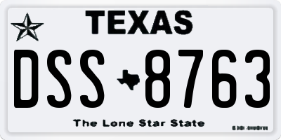 TX license plate DSS8763