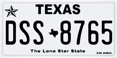 TX license plate DSS8765