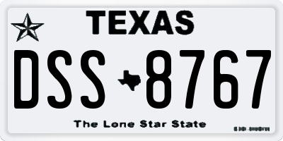 TX license plate DSS8767
