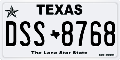 TX license plate DSS8768