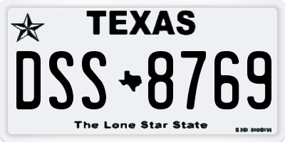 TX license plate DSS8769