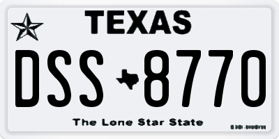 TX license plate DSS8770