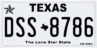 TX license plate DSS8786