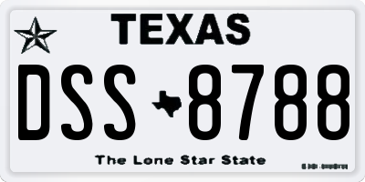 TX license plate DSS8788
