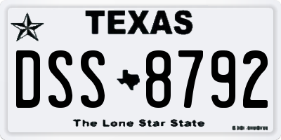TX license plate DSS8792