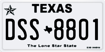 TX license plate DSS8801
