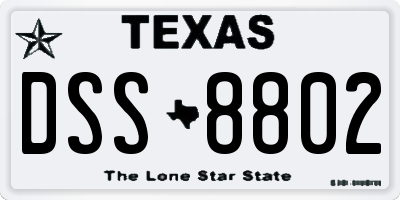 TX license plate DSS8802