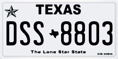 TX license plate DSS8803