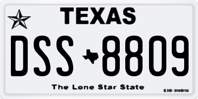 TX license plate DSS8809