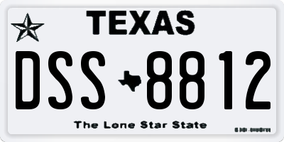 TX license plate DSS8812