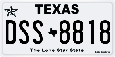 TX license plate DSS8818