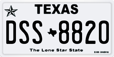 TX license plate DSS8820