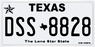 TX license plate DSS8828