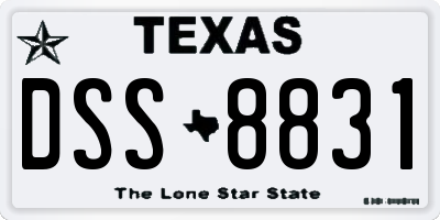 TX license plate DSS8831