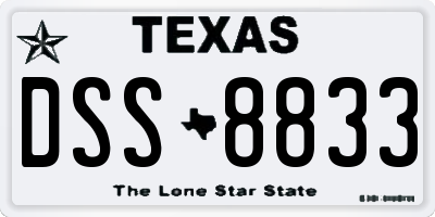TX license plate DSS8833