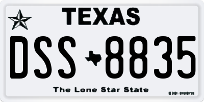 TX license plate DSS8835