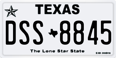 TX license plate DSS8845