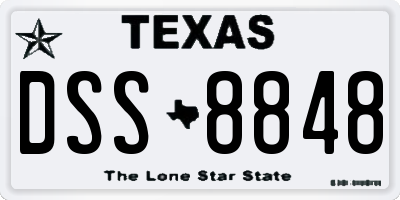 TX license plate DSS8848