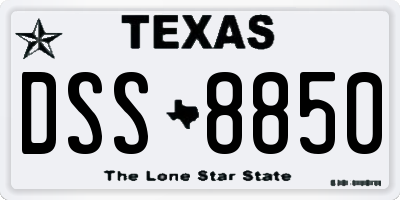 TX license plate DSS8850