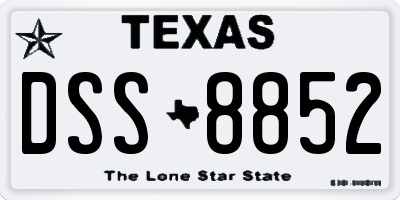 TX license plate DSS8852