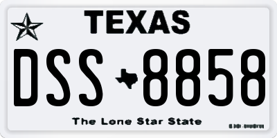 TX license plate DSS8858