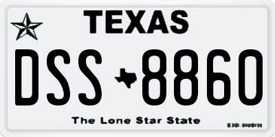 TX license plate DSS8860