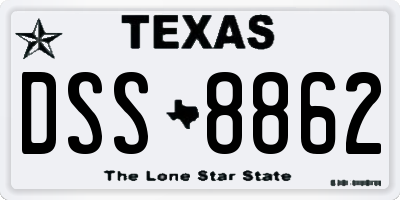 TX license plate DSS8862