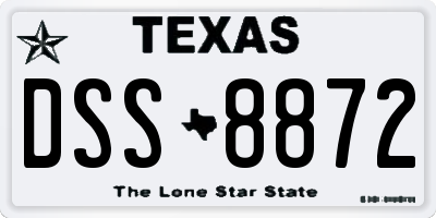 TX license plate DSS8872