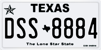 TX license plate DSS8884