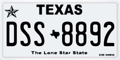 TX license plate DSS8892