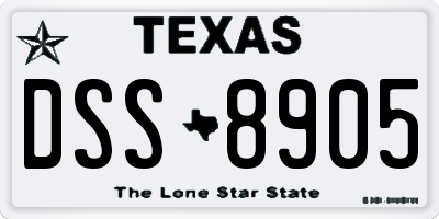 TX license plate DSS8905