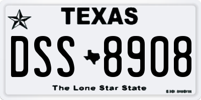 TX license plate DSS8908
