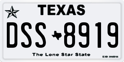 TX license plate DSS8919