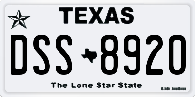TX license plate DSS8920