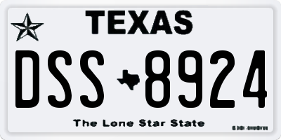 TX license plate DSS8924
