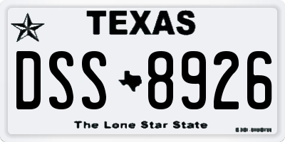TX license plate DSS8926