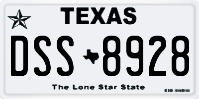 TX license plate DSS8928