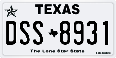 TX license plate DSS8931