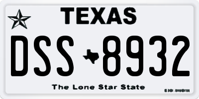 TX license plate DSS8932