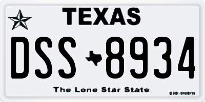 TX license plate DSS8934